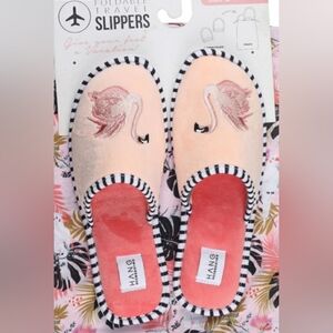 Pink Flamingo Travel Slippers